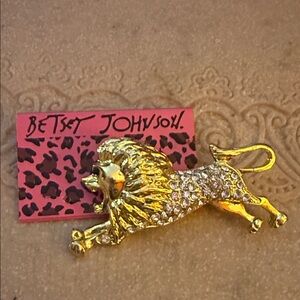 NWT Retired 2.5” Betsey Johnson Gold and Silver Lion Brooch glitz